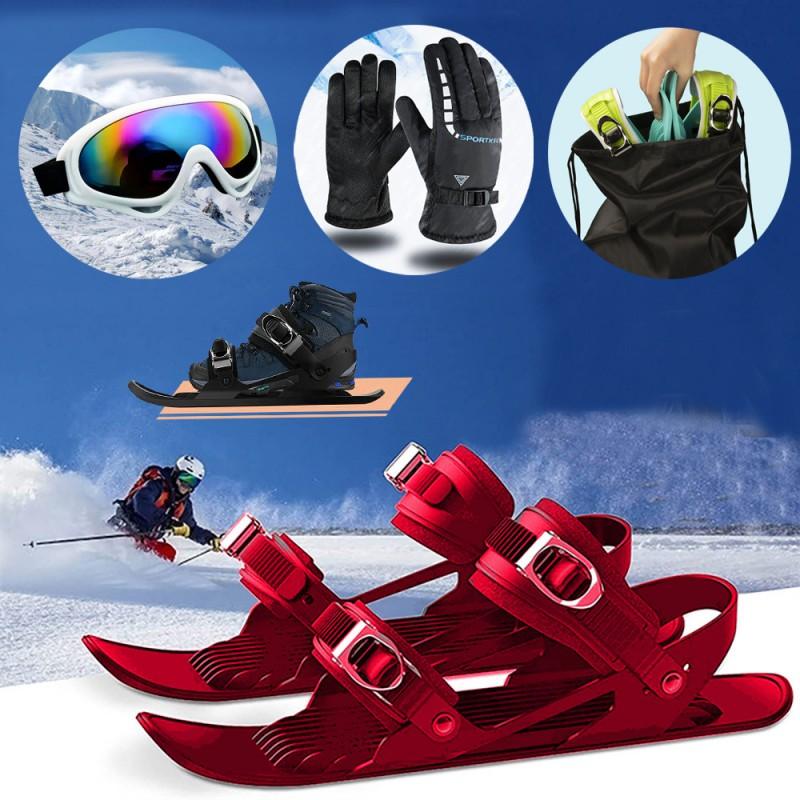 Mini Ski Skates Adults Double Boards Outdoor Winter Snow Sports Equipment Nylon Binding Style