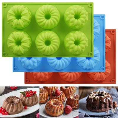 3Pcs Silicone Donut Mold Heat Resistant Doughnut Pan 3 Shapes 6Reusable Bread Baking Mold Easy To Release Doughnuts Baking Pans