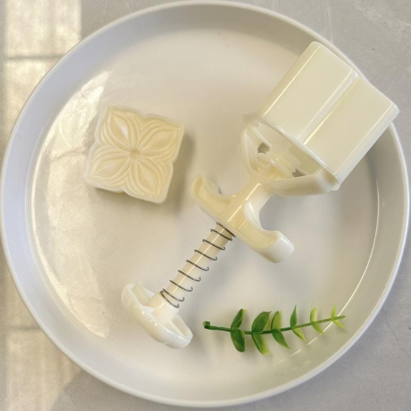 Quadratisches Blumenmuster Mondkuchenformen Mondkuchenmacher für das Mittherbstfest Keksstempel Handdruck Backwerkzeug