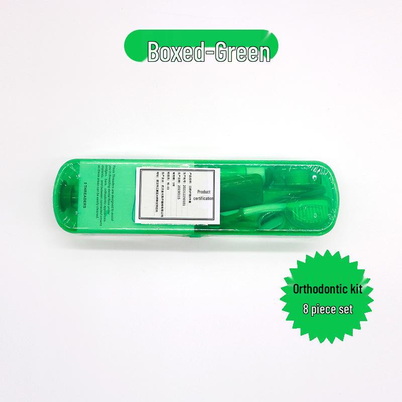 Set de 8 piese pentru îngrijire ortodontică: Ceară, Periuță de dinți, Ață dentară, Oglindă orală, Logo personalizabil