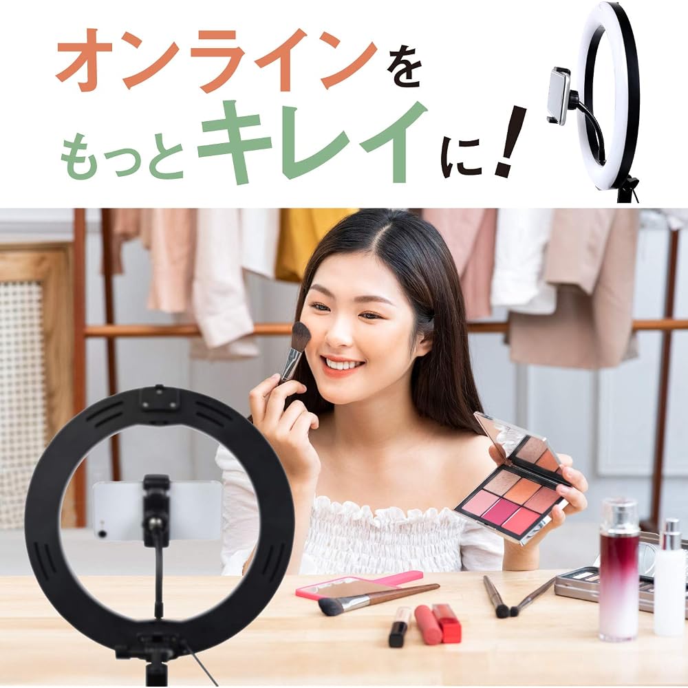 Kenko LED Ring Light: Compact and foldable LED ring light with smartphone holder, 10 brightness levels, color temperature 3200-5500K (KL-01RL)