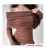 European One-Shoulder Pleated Knit Slim-Fit Sweater for Women