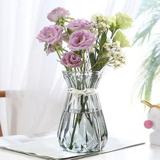 Vase Stylish Glass Single Flower Holder Simple Container Transparent Base Decorative Home Decor Height 15CM