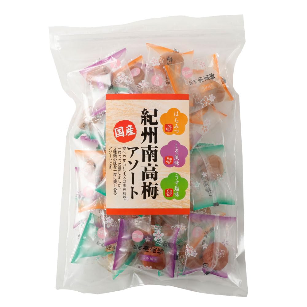 Shibita Shoten Kishu Nanko Ume Individual Packaging 30 Pieces 220g Assortment 3 Types (Honey Shiso Light Salt) Salt Supplement Heat Stroke Prevention