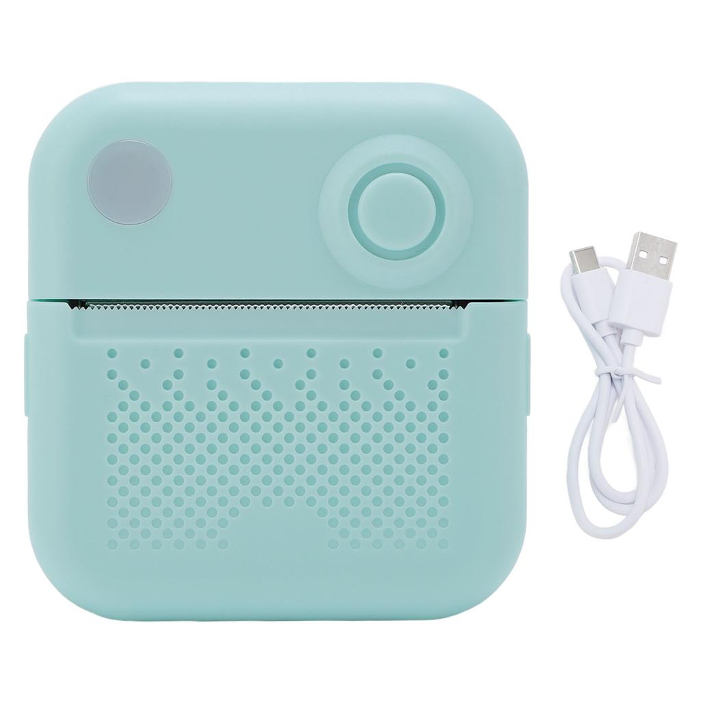 Portable Thermal Printer Rechargeable Printing Machine for Photo Document Shipping Label Built in 1200mAh Battery Cyan