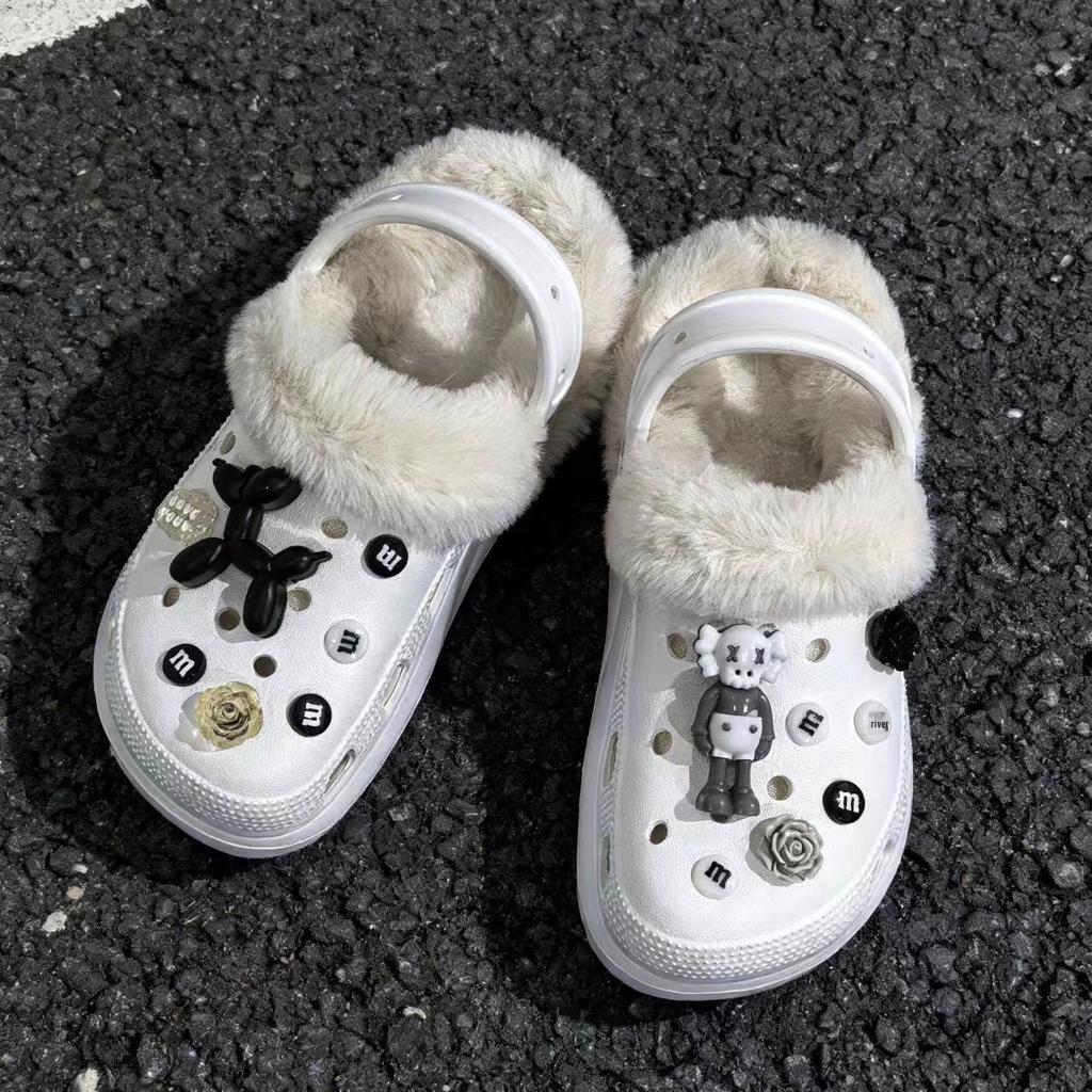 2025 Winter Plus Velvet Cotton Slippers, Outdoor Closed-Toe, 5cm Height Boost