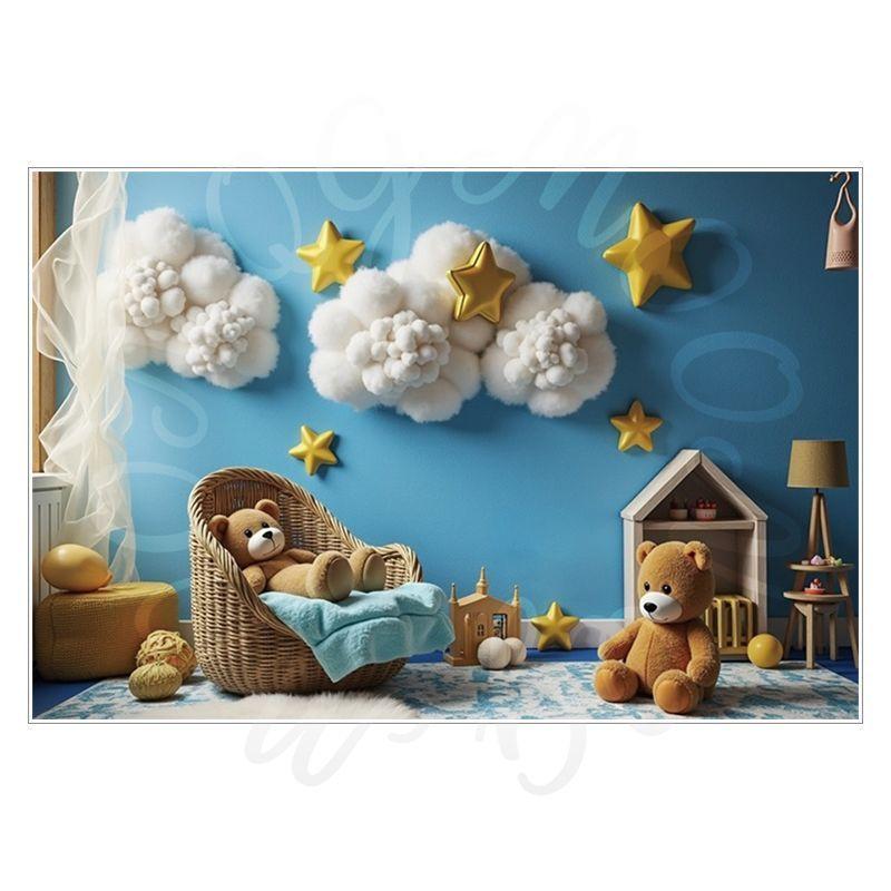 Balloon Cartoon Background Fabric  Children's Birthday Party Decoration Background Wall Fabric  Pet Photography Background Fabric