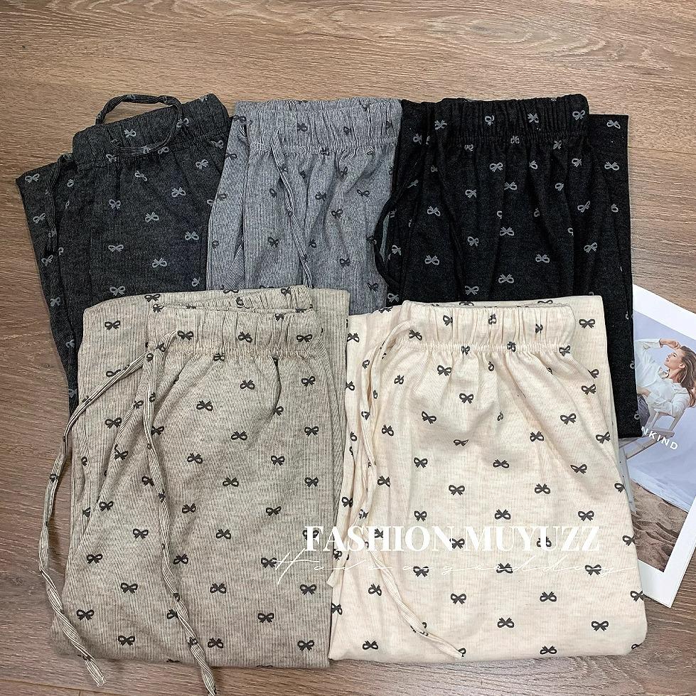 2025 High Waist Petite Bow Soft Drapey Pants - Women's Spring & Autumn