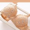 Blumenmuster Trägerloser BH Rüschen V-Ausschnitt 3D Formschale Breite Verstellbare Träger 3 Haken U-Rücken Baumwoll-Dessous für Damen