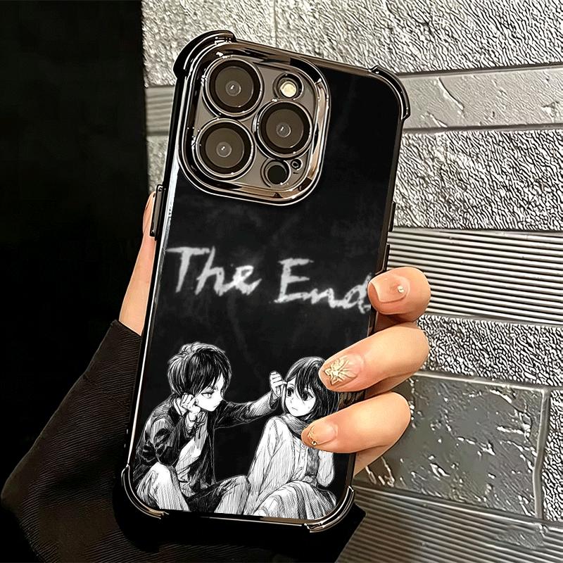 A-Attack On T-Titan Mikasa Plating Phone Case For Iphone 16 17 Pro Max Air 16E 14 15 Plus 12 13 Mini Anti-Fall Airabag Cover