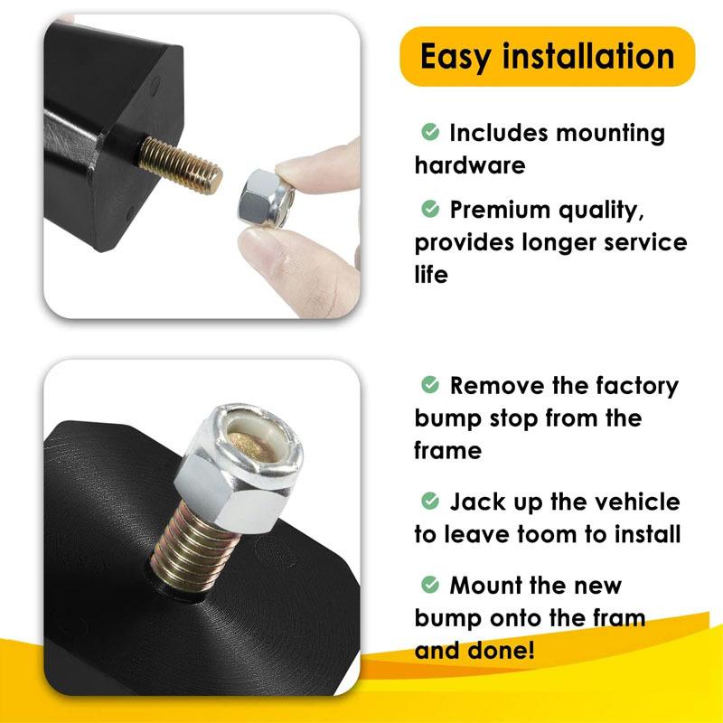 9.9136G Car Universal Bump Stop Set 2” Tall Suspensions for Overload Spring, Leaf Spring, Control Arms, Traction Bars, Axles
