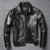 Décontracté hommes veste en cuir véritable peau de vache hommes veste en cuir peau de vache mince Fift automne printemps vêtements masculins