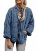 European & American Style Women's Cotton Stand-Up Collar Jacket 2025 – Solid Color, Loose Fit, Long-Sleeved with Pockets