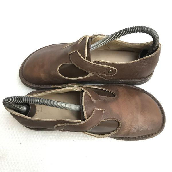 Pied Du Lapan Crepe Sole Leather Desert Boots Size 38 23.5-24.5 Brown T-Strap Shoes(USED)