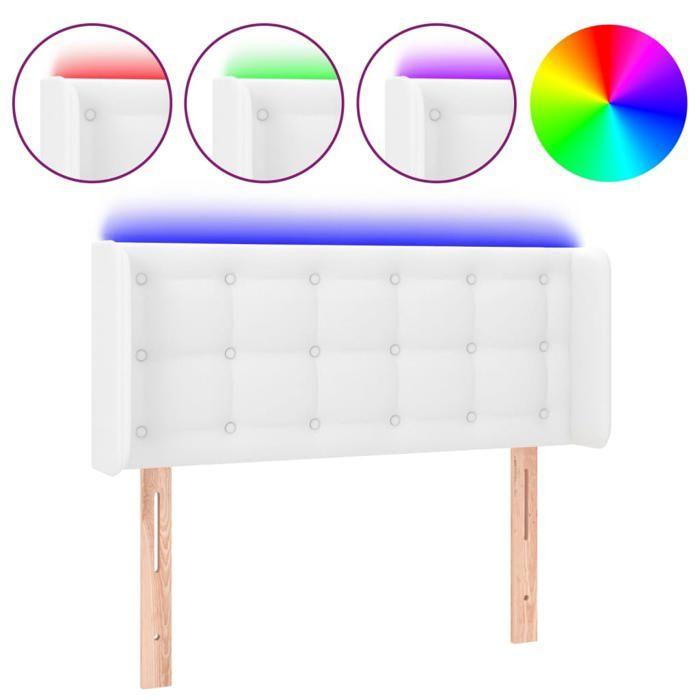 VidaXL Tête de Lit à LED Meuble de Chambre à Coucher Accessoire de Lit Simple Tête de Cadre de Lit Intérieur Blanc 3123309