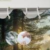 1pc Tranquil Forest Shower Curtain with Sunlight Through Pine Trees Design - Durable Polyester, Misty Horizon & Lush Green Fol