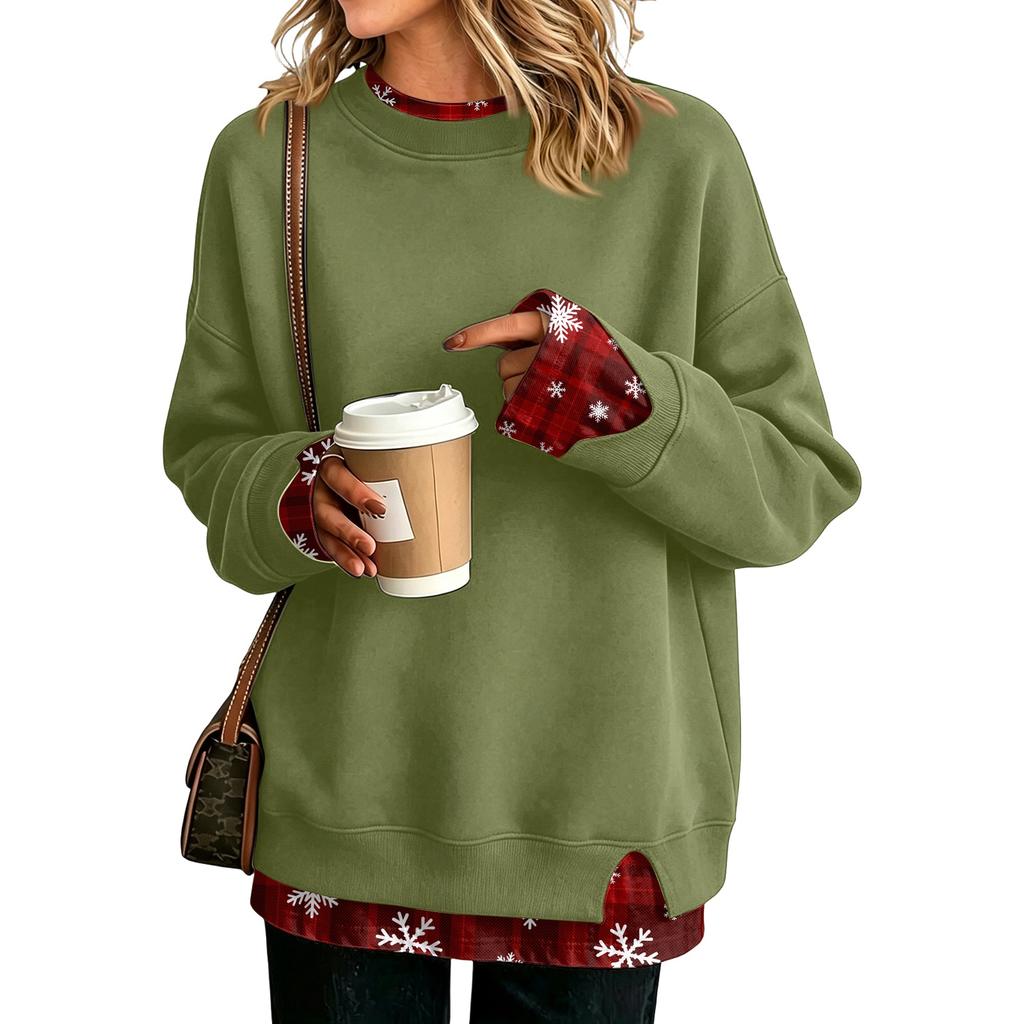 Women's Casual Printed Long Sleeve Sweatshirt Loose Fit Pullover Top for Daily Wear