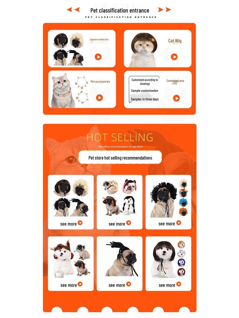 Funny Pet Dog Wig & Tie Set for Festival Cosplay