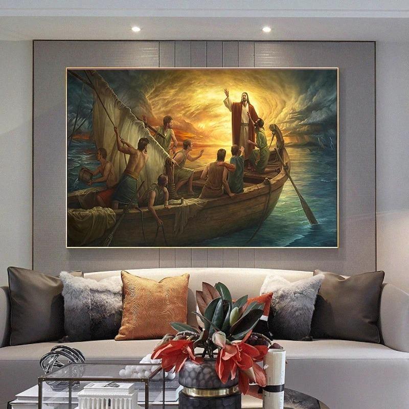 Dio Cristiano Gesù Il Buon Pastore Cristo Credenza Fede La Samaritana Poster Stampe Pittura su Tela Arte da Parete Decorazione Stanza