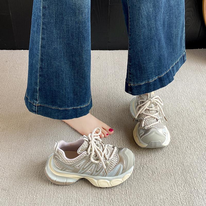 

Летние новые кроссовки на толстой подошве, увеличивающие рост, женские универсальные повседневные спортивные туфли, дышащие сетчатые кроссовки для бега 40 шампанского