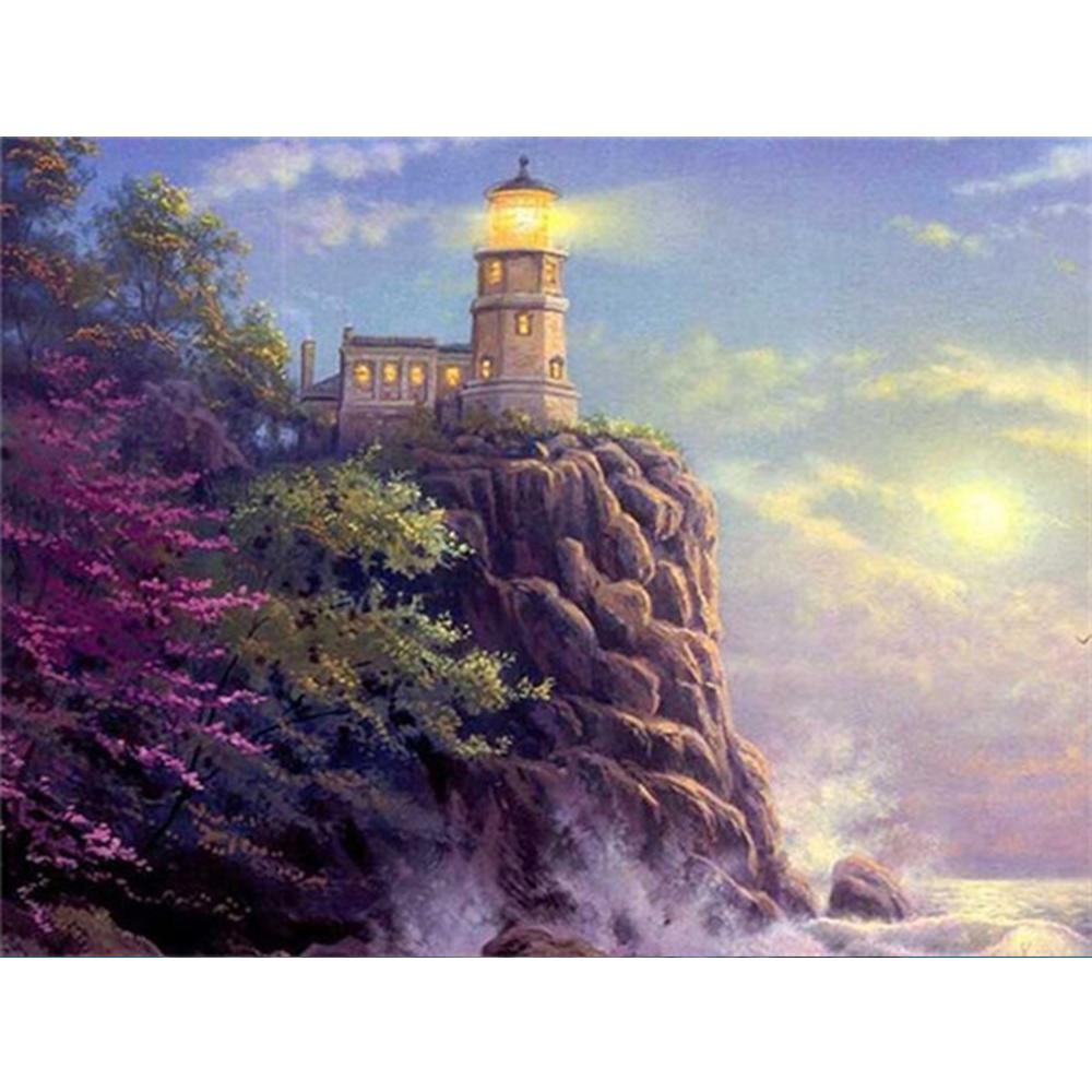 Diamond Painting Lighthouse Full Square Round Needlework 3D Diamond Embroidery Seaside Landscape Rhinestone Kit Wall Art