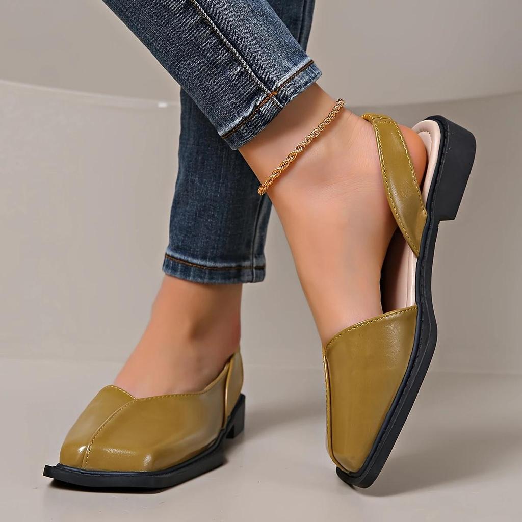 Modische Pumps für Damen – quadratische Zehenpartie, bequeme Schuhe für alle Jahreszeiten, schicke flache Sandalen