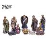 Small Figurines for Nativity 11 Pcs Christmas Scene Set, Resin Mini Tabletop Decor, Religious Holiday Ornaments Holy Family Angel Shepherd Animals