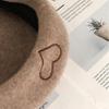 Love Embroidered Tweed Beret Hat Female Autumn And Winter Korean Version Retro Painter Hat