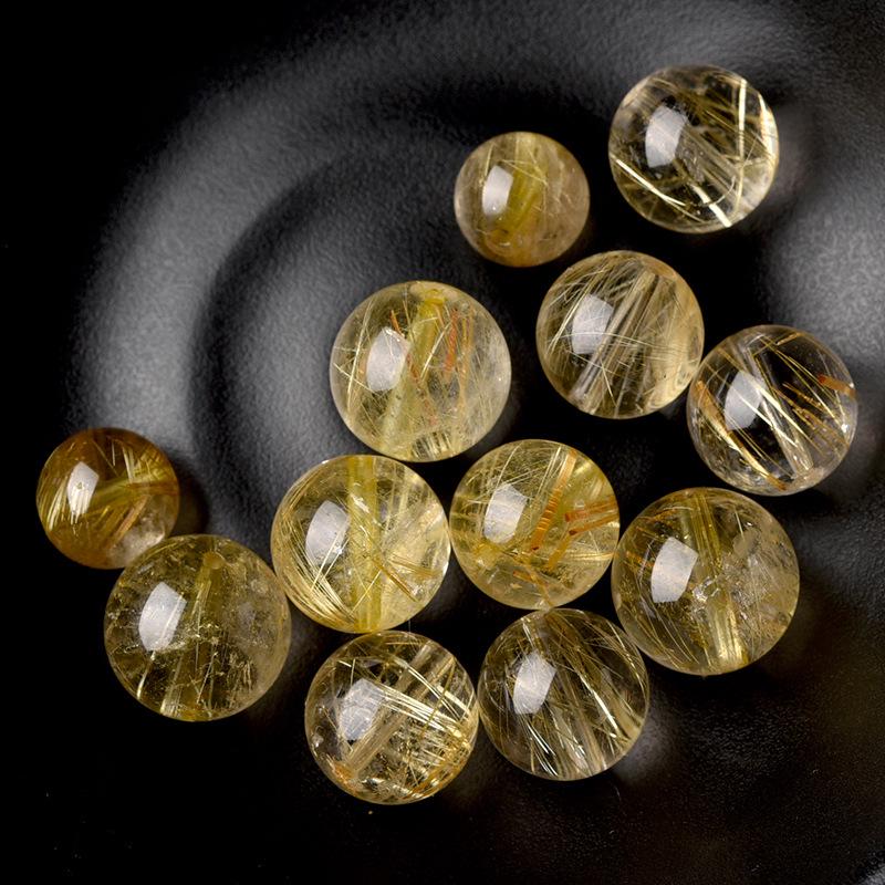 Gelber Turmkristall & Goldene Rutilquarzperlen für DIY-Schmuck - Tigerauge & Gelbe Klebeblumen-Akzente