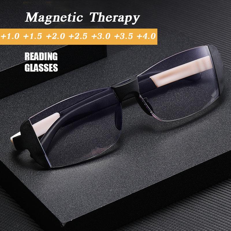 TR Rimless Anti-Blue Bifocal Reading Glasses Men Women Unisex Double Light Fashion Presbyopia Eyewear