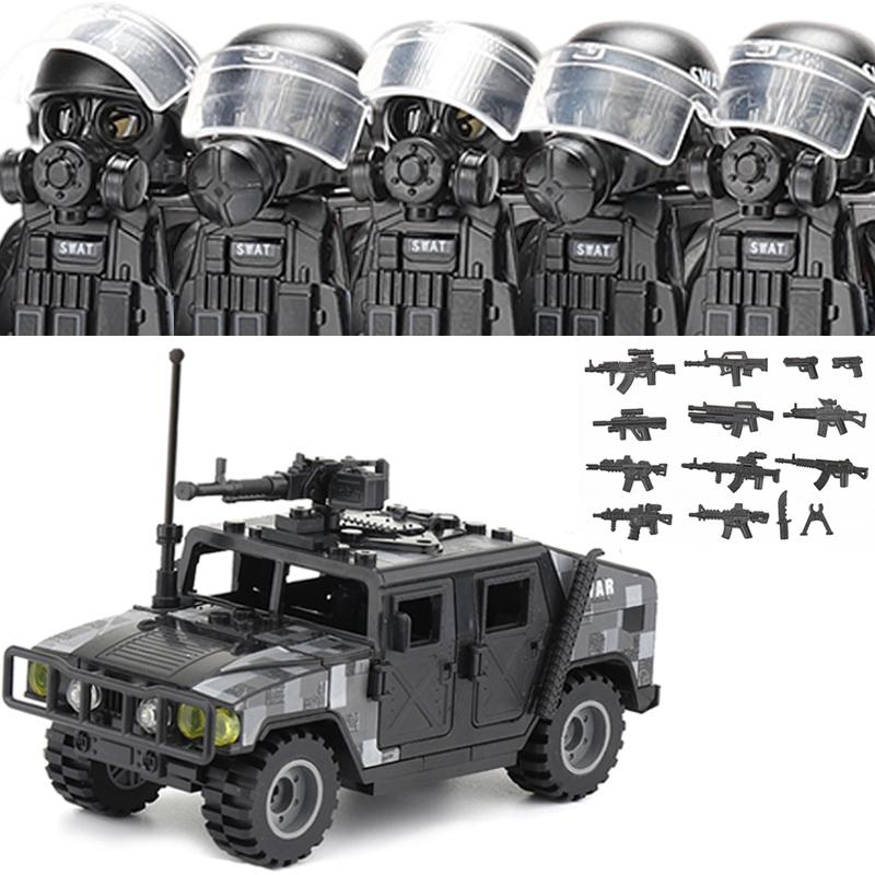 Polizia Cittadina Cina Forze Speciali Blocchi di Costruzione Soldato d'Assalto Figure SWAT Maschera Difesa Gas Armi Militari Mattoncini Giocattoli Bambini
