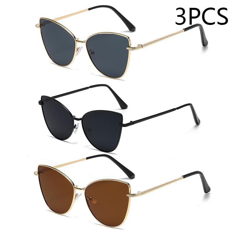 New Retro Metal Small Frame Cat-eye Sunglasses Womean Style European And American Fashion Street Photo Decorative Sungla Uv400