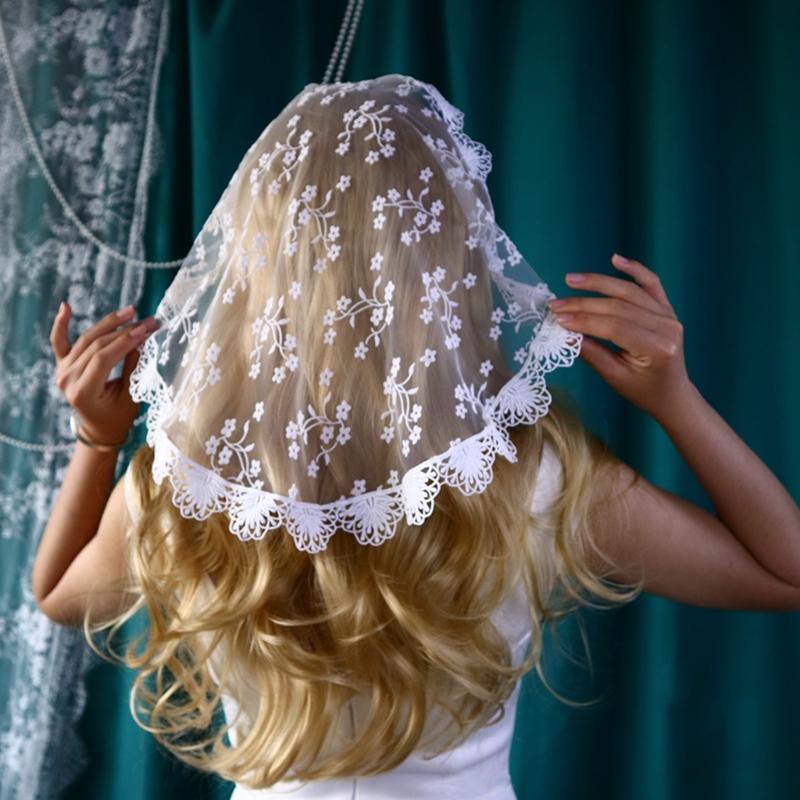 Round Lace Head Scarf Veil for Girl Hair Scarf Hair Decors Church Hair Scarf Headbands Ethnic Wedding Bride Headpiece