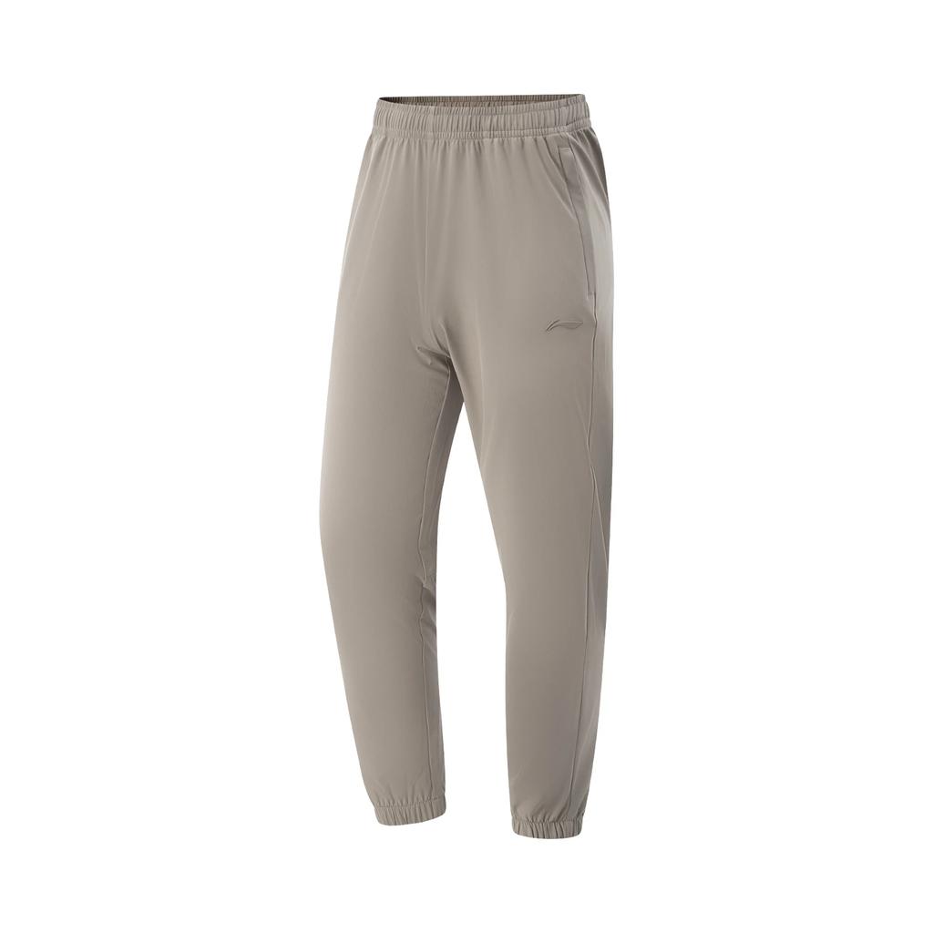 Li-Ning Breathable Solid Color Mid-Rise Versatile Tapered Knit Sports Pants Men Bottoms Brown AYKV135-4