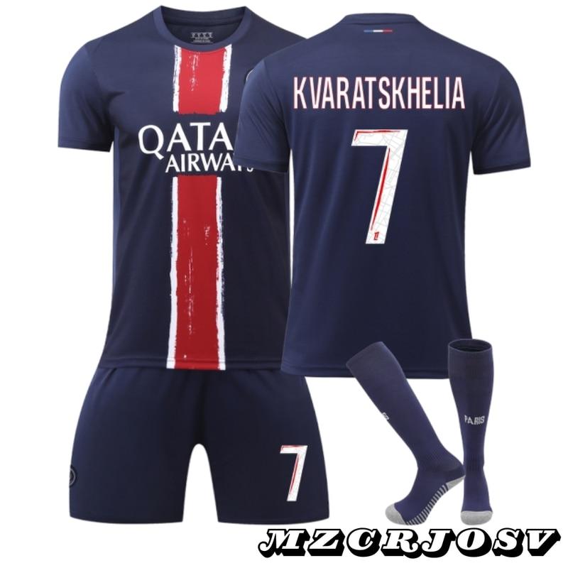 Kids Sportswear Paris Kvaratskhelia Football Jersey Set 2024/2025 Season Polyester Blue Blue MzcrJosv®