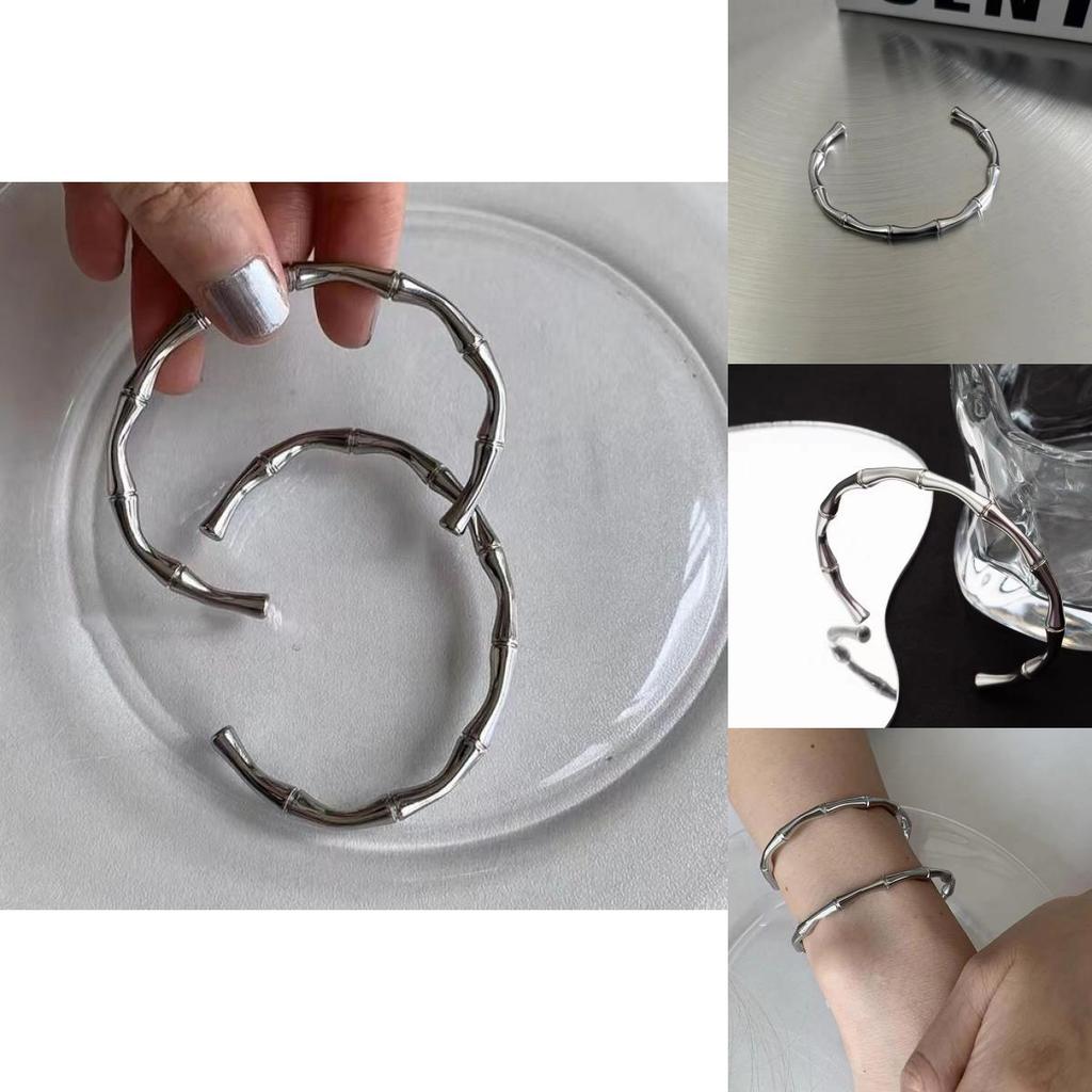 Chic Titanium Steel Bamboo Bracelet With Electroplating For Long-lasting Shine