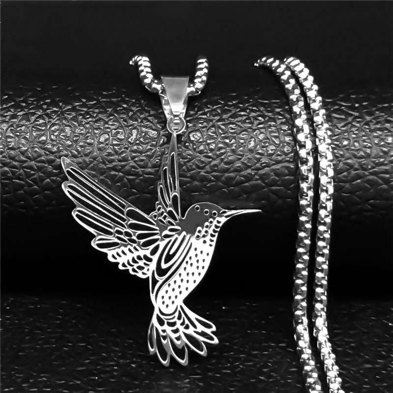 

Hummingbird Long Chain Necklace Gold Color Stainless Steel Necklaces for Women Men