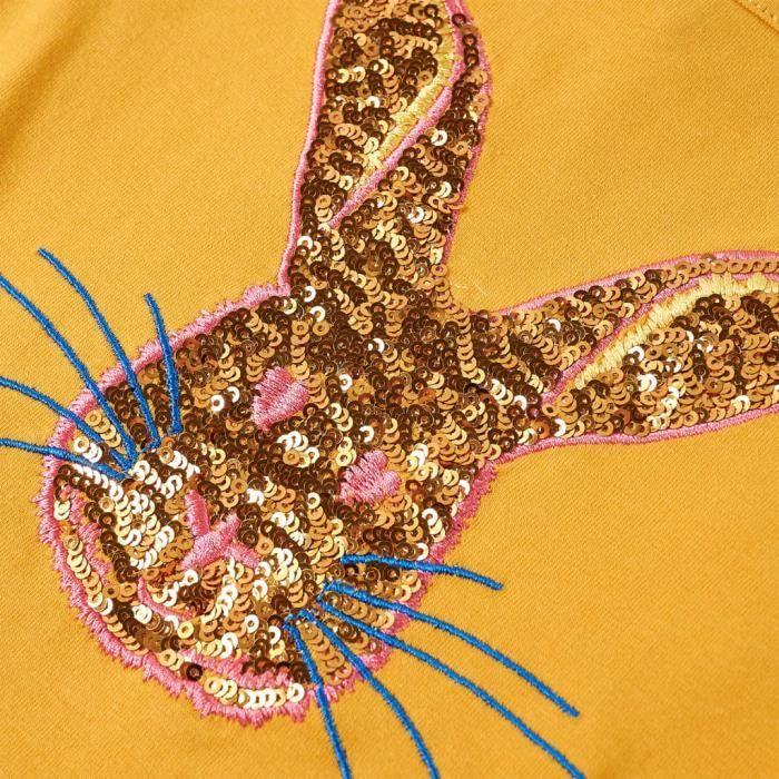 Children's Long-sleeved T-shirt with Rabbit Print 3 Colors and 5 Sizes Available