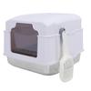 Enclosed Cat Litter Box with Lid Scoop Large Capacity Odor Control Stainless Steel Cat Toilet For Indoor Kitty