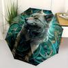 Fantasy Wolf Art Print  Mystical Wildlife Decor Umbrella, Portable 3 Fold Compact Umbrella for Men & Women,S118
