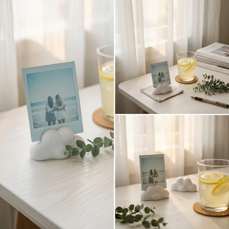 4Pcs Cloud Shaped Photo Holder Desktop Picture Frame Stand Multifunctional Display Rack For Postcards Business Cards Notes