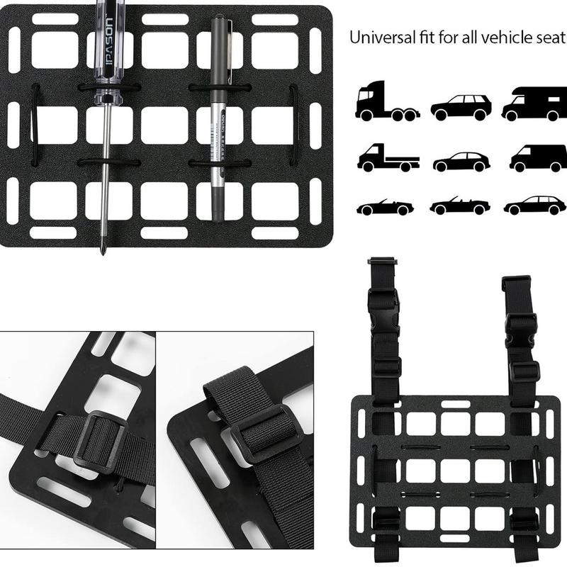 Car Seat Back Organizer Rigid Car Storage Rack With Elastic Rope Adjustable Rear Seat Organizer Versatile Truck Panel For Cars