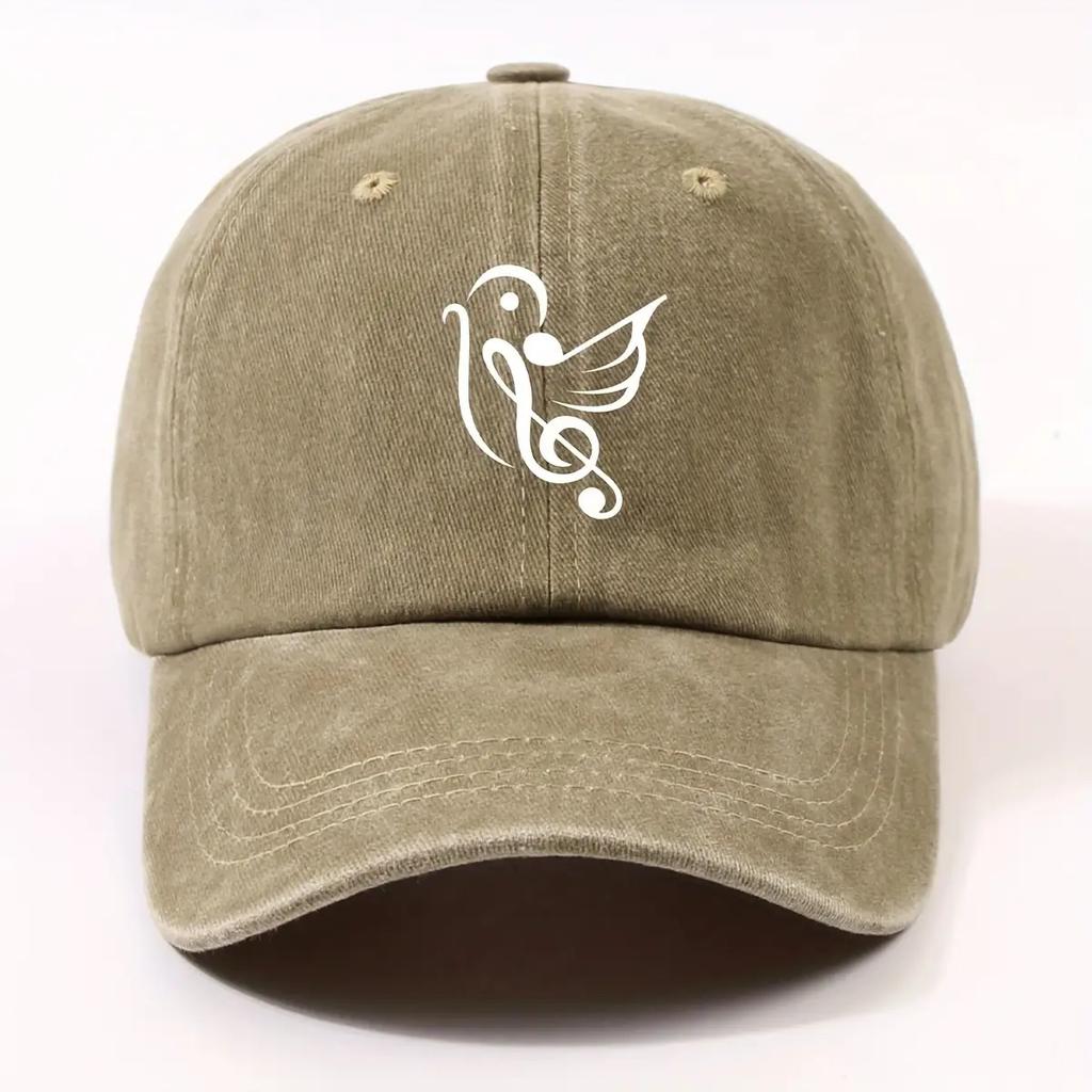 Music Bird Treble Clef Baseball Cap Vintage Washed Polyester Adjustable Unisex Casual Hat