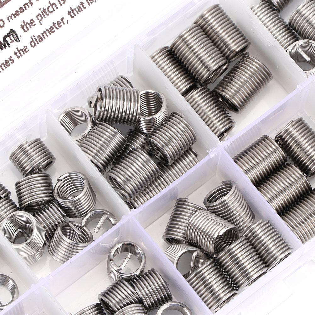 100pcs M7 *1 Coiled Wire Thread Repair Insert Stainless Steel Thread Screws Sleeve Set