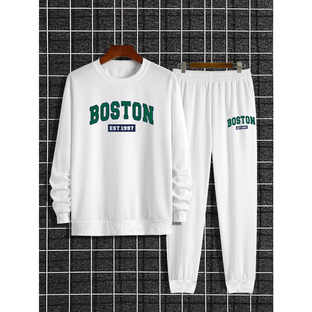 Trendy New Hoodie Set Men's Casual Basketball Fitted Sweater Trousers Printed Versatile Long-sleeved Sweater Men Sports Suit