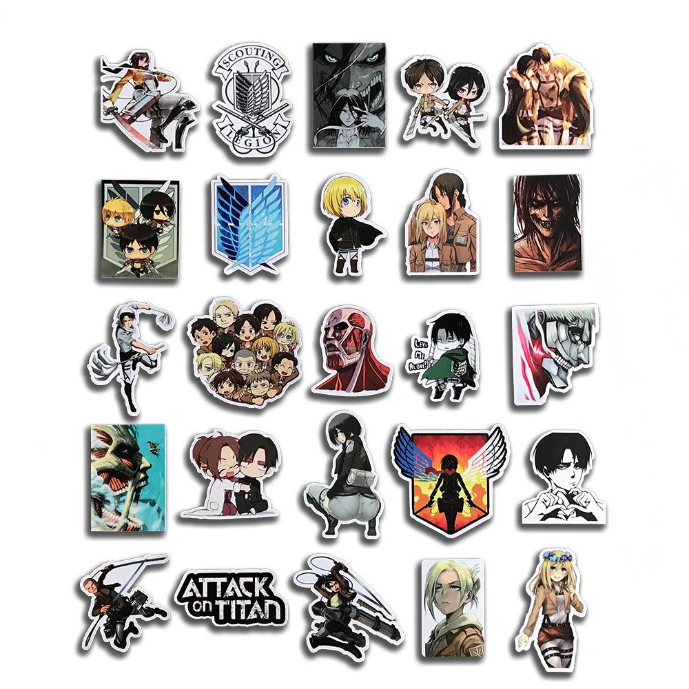 50 100Pcs Attack On Titan Stickers Scrapbooking Phone Luggage Skateboard Laptop Diy Anime Waterproof Decals Gift