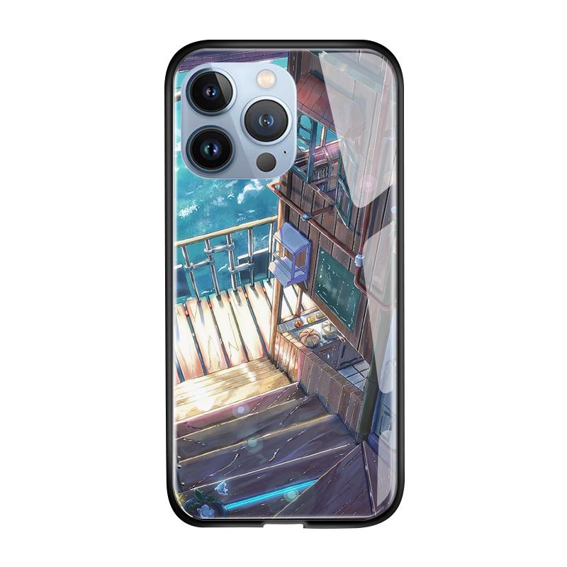 Handyhülle aus gehärtetem Glas für iPhone 11 12 13 14 15 16 17 Redmi 10 12 14C Note10 Note14 Xiaomi 11Lite PocoC75 Weiche Kante Stoßfest Glatte Schale