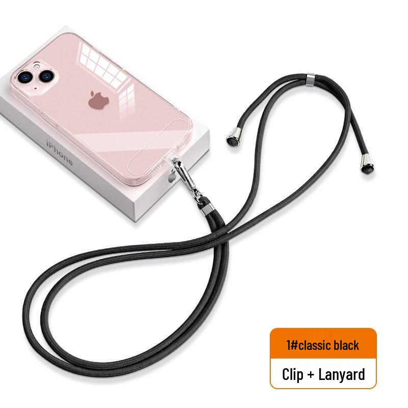 6mm Wearable Phone Lanyard: Crossbody Neck Strap with Clip, Sticker Pad, and Braided Hanging Rope.