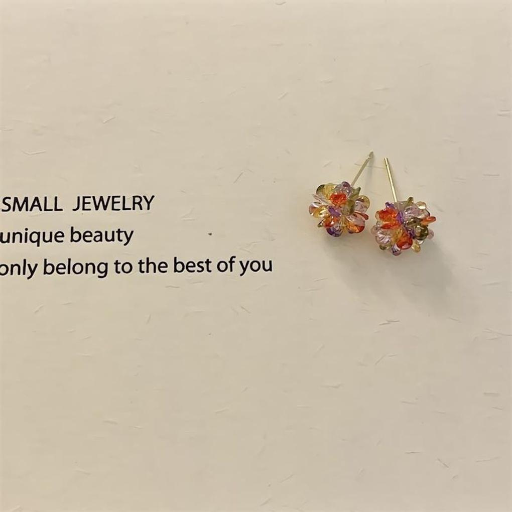 

Women s French Color Crystal Flower Earrings Crystal Flower