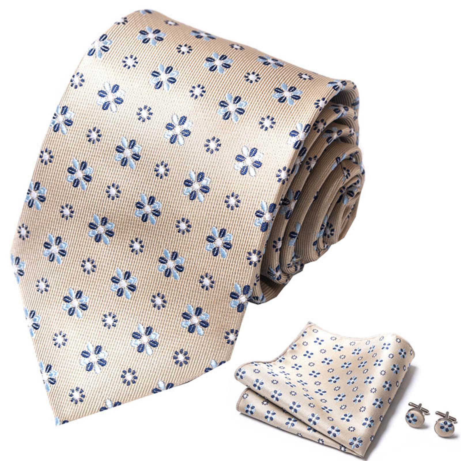 

Men‘s Tie Accessories Combo Fashionable Necktie, Multi functional Handkerchief Pocket Square and Elegant Cufflinks
